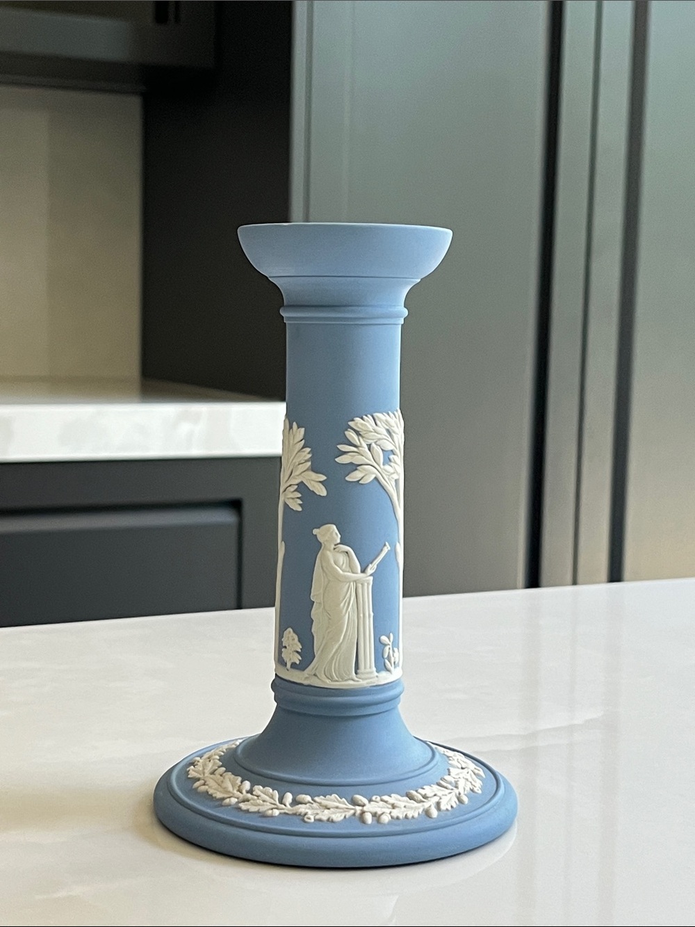 Wedgwood Jasperware Candle Stick Holder. Tallest Version. 1972.